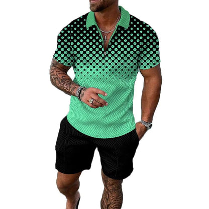 Mens Short Sets 2 Piece Outfits Polo Shirt Fashion Summer Tracksuits Casual Set Short Sleeve and Shorts Set for Men
