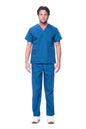 Dagacci Medical Uniform® Men's V-Neck Cargo Scrubs | Cotton Blend, Matching Top and Cargo Pants Set, 8 Pockets, Elastic Drawcord Waistband, for Men in Healthcare