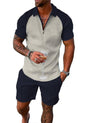 Mens Short Sets 2 Piece Outfits Polo Shirt Fashion Summer Tracksuits Casual Set Short Sleeve and Shorts Set for Men