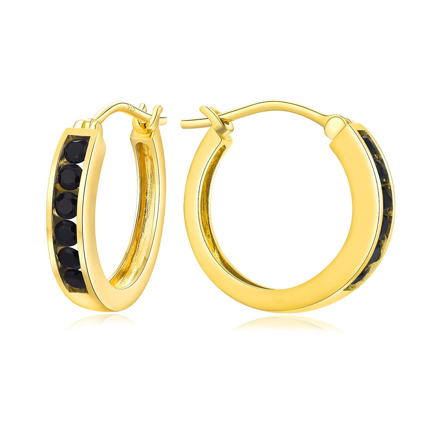 14K Gold Plated/925 Sterling Silver Birthstone Hoop Earrings for Women | 18mm Created Gemstone Hoops,Hypoallergenic and Lightweight,Birthday Mother's Day Jewelry(with Gift Box)