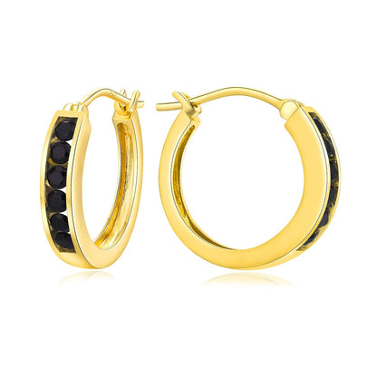 14K Gold Plated/925 Sterling Silver Birthstone Hoop Earrings for Women | 18mm Created Gemstone Hoops,Hypoallergenic and Lightweight,Birthday Mother's Day Jewelry(with Gift Box)