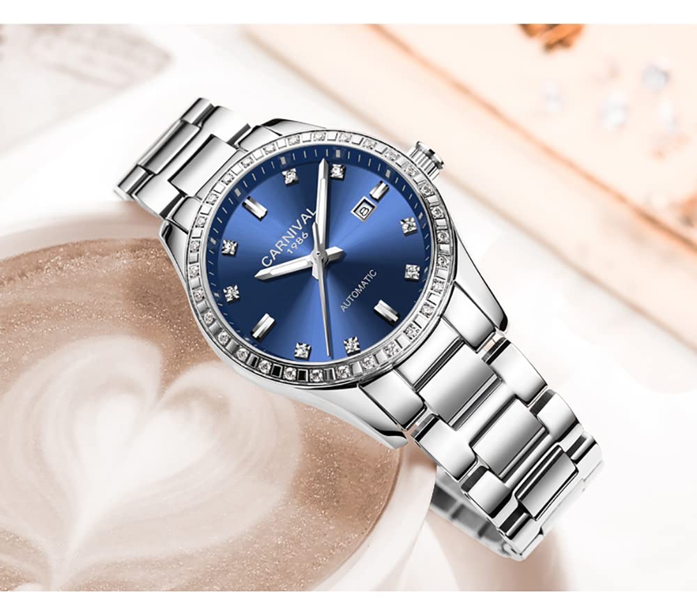LOREO Women's Automatic Watch Diamond-Accented Dress Watch for Women Self-Winding Mechanical Watch with Sapphire Crystal Stainless Steel Two-Tone Bracelet 33MM Elegant Wrist Watch