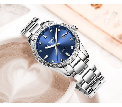 LOREO Women's Automatic Watch Diamond-Accented Dress Watch for Women Self-Winding Mechanical Watch with Sapphire Crystal Stainless Steel Two-Tone Bracelet 33MM Elegant Wrist Watch
