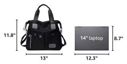 Tote Bag for Women,Multi Pockets Shoulder Handbag,Nurse Bag for Work,Large Cross body Purse,Fashion Nylon Top Handle Satchel