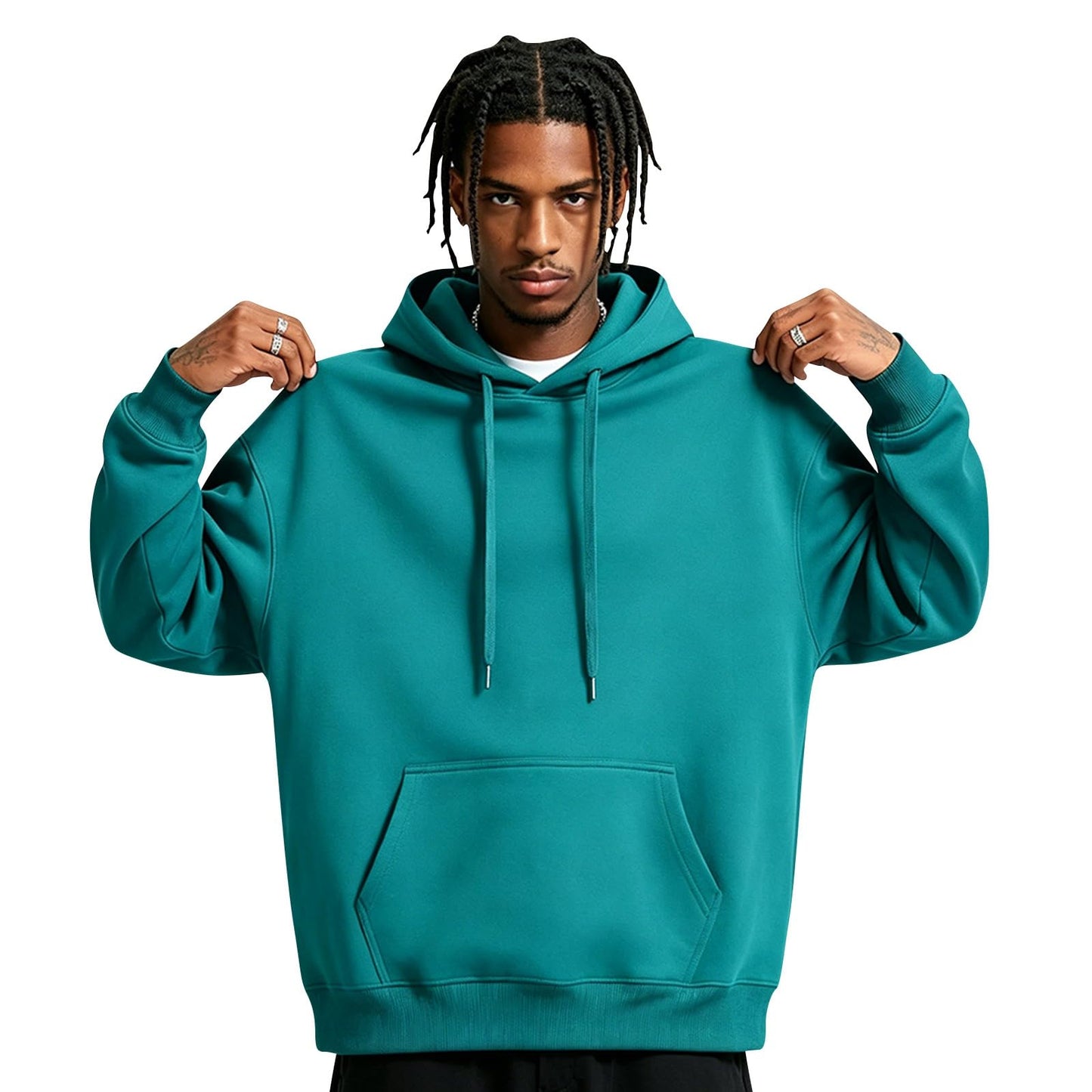 Men Hoodie Sweatshirt Pullover with Kangaroo Pocket Lightweight Casual Hooded Top Apparel for Spring Fall Wear