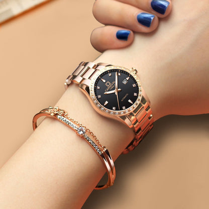 LOREO Women's Automatic Watch Diamond-Accented Dress Watch for Women Self-Winding Mechanical Watch with Sapphire Crystal Stainless Steel Two-Tone Bracelet 33MM Elegant Wrist Watch