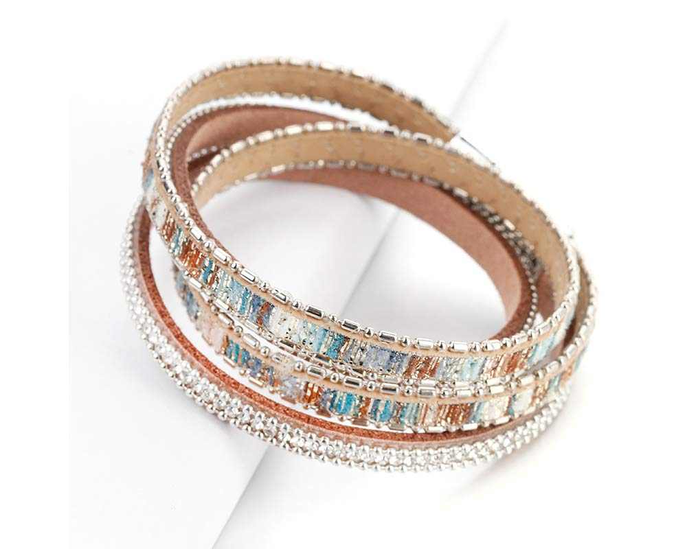 Fesciory Leather Wrap Bracelets for Women, Boho Western Layered Jewelry | Layered leather cuff bracelets, Easy on and off, Boho western style, Daily wear, Gift for women