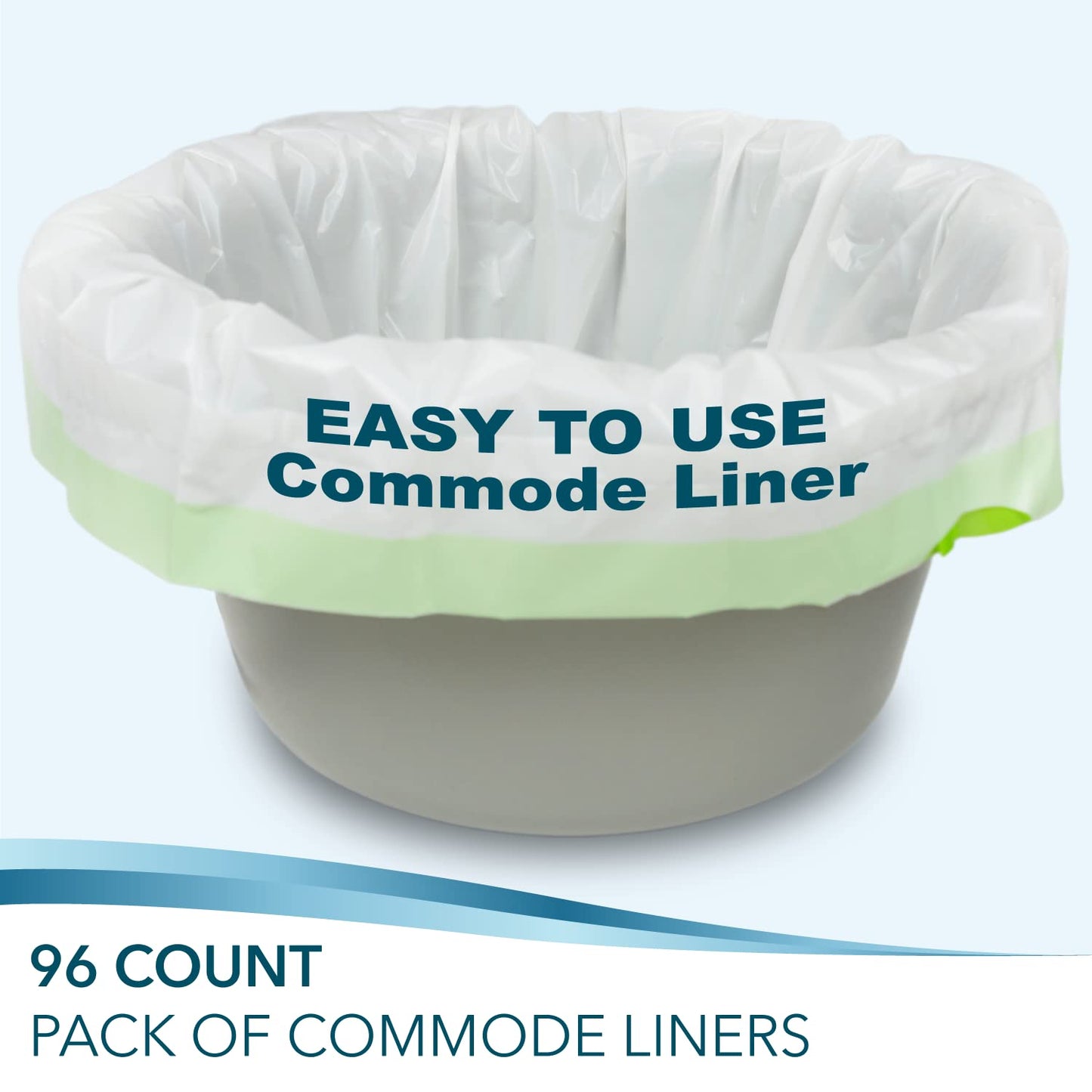 TidyCare Bedside Commode Liners for Portable Toilet Chair Bucket and Bedpan | Value Pack of 96 Disposable Waste Bags for Adults in Medical Care | Universal Fit Portable Toilet Liners