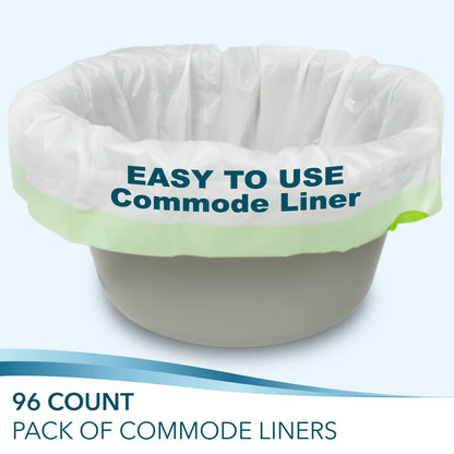 TidyCare Bedside Commode Liners for Portable Toilet Chair Bucket and Bedpan | Value Pack of 96 Disposable Waste Bags for Adults in Medical Care | Universal Fit Portable Toilet Liners