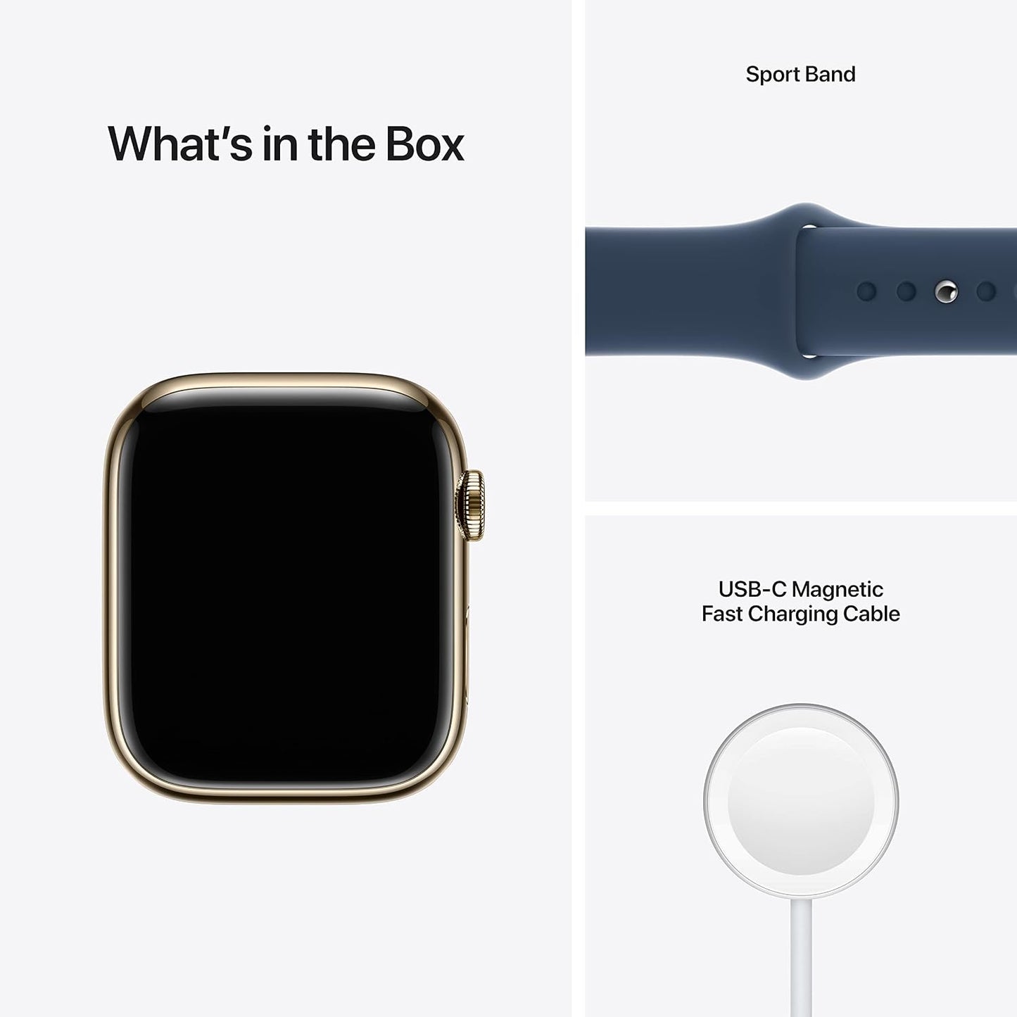 Apple Watch Series 7 (GPS + Cellular, 45MM) - Gold Stainless Steel Case with Abyss Blue Sport Band (Renewed)