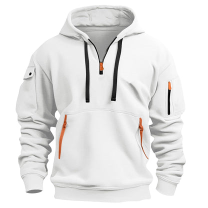 RTTUIOP Hoodies for Men Quarter Zip Pullover Tactical Sweatshirt Vintage Long Sleeve Casual Fashion Hoodie With Pockets