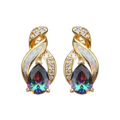 Jewelry Sets Australian Created Opal Necklace Earrings Jewelry for Mom