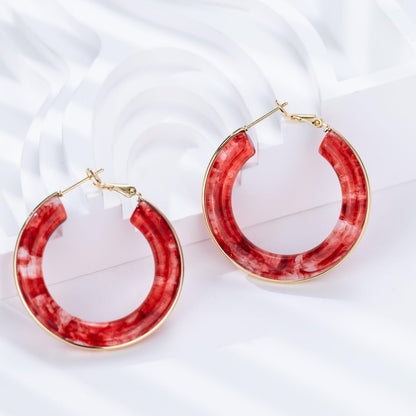 Chunky Gold Resin Hoop Earrings Leverback Statement Huggie Hoops Dangle Drop Dressy Earring Prom Festival Vacation Jewelry for Women