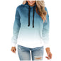 Women Gradient Tie Dye Pullover Hoodie Long Sleeve Drawstring With Pocket Oversized Casual Street Sweatshirts