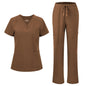 floralhue Scrubs for Women, V-Neck Straight Leg Pants with 12 Pockets | Slit Hem Cargo Pant Storage, Yoga Waistband, Water Resistance, For Nurses, Clinics, Long Shifts, Daily Medical Uniforms