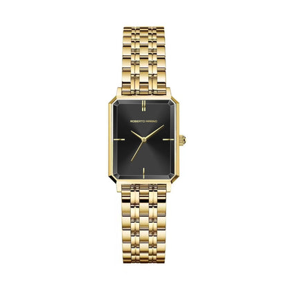 Roberto Marino RM1982 Women’s Luxury Watch Rectangular Gold – Japanese Quartz Movement, Vintage Stainless Steel Design, Silver Dial, Elegant Dress Timepiece, 3ATM Water Resistant – Reloj para Mujer