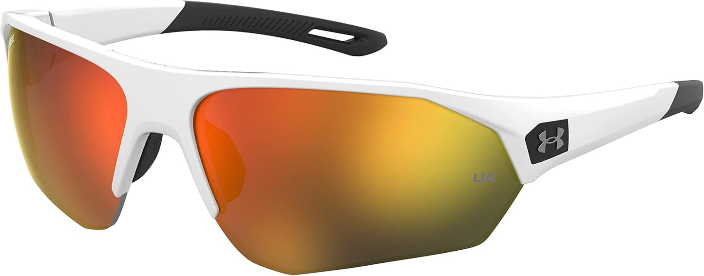 Under Armour Men's Playmaker Wrap Sunglasses, Matte White/Black, 72mm, 10mm