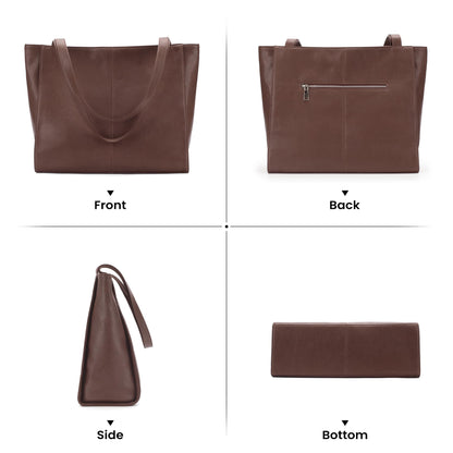 befen Genuine Leather Tote Bag for Women Work, Women's Leather Shoulder Bags Purses Satchel Handbags with Laptop Compartment