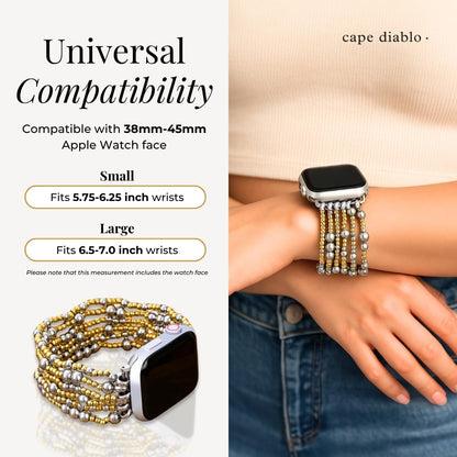 Cape Diablo Handmade Gemstone Watch Band for Women Compatible with Apple Watch 38mm 40mm 41mm 42mm 44mm 45mm, Boho Stretchable Strap Fits for iWatch Series 11/10/9/8/7/6/5/4/3/2/1 SE 3/2/1
