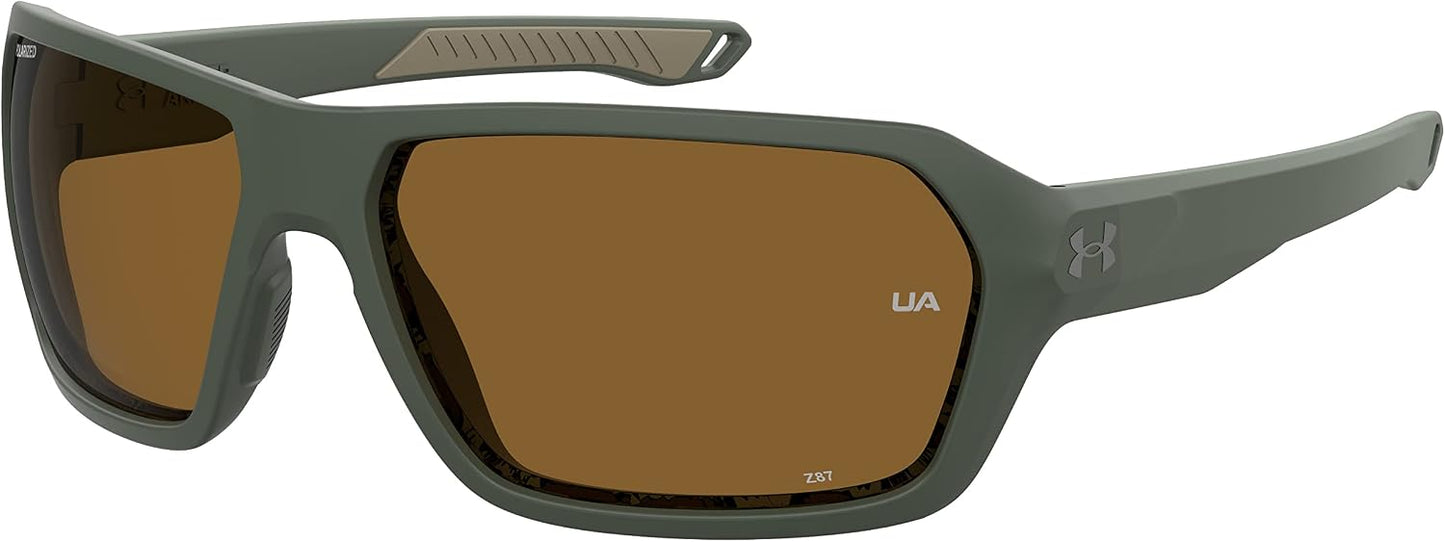 UA Recon Square Sunglasses, Baroque Green Frame w/ Polarized Brown HC Lenses (1374558)