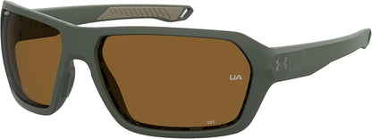 UA Recon Square Sunglasses, Baroque Green Frame w/ Polarized Brown HC Lenses (1374558)