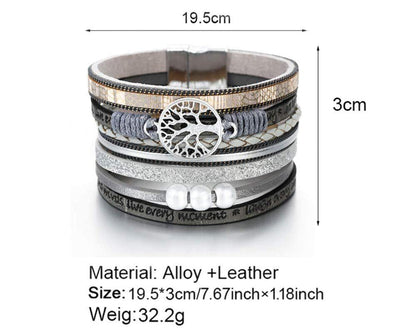 Fesciory Leather Wrap Bracelets for Women, Boho Western Layered Jewelry | Layered leather cuff bracelets, Easy on and off, Boho western style, Daily wear, Gift for women
