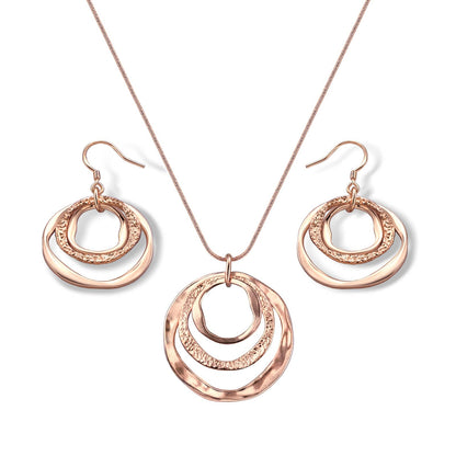 Hypoallergenic Silver Circle & Dangle Earrings and Necklace Set for Women Geometric Boho Style Hoop Jewelry for Women-Lightweight & Dangling-Gift for Bohemian Fashionistas