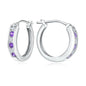 14K Gold Plated/925 Sterling Silver Birthstone Hoop Earrings for Women | 18mm Created Gemstone Hoops,Hypoallergenic and Lightweight,Birthday Mother's Day Jewelry(with Gift Box)