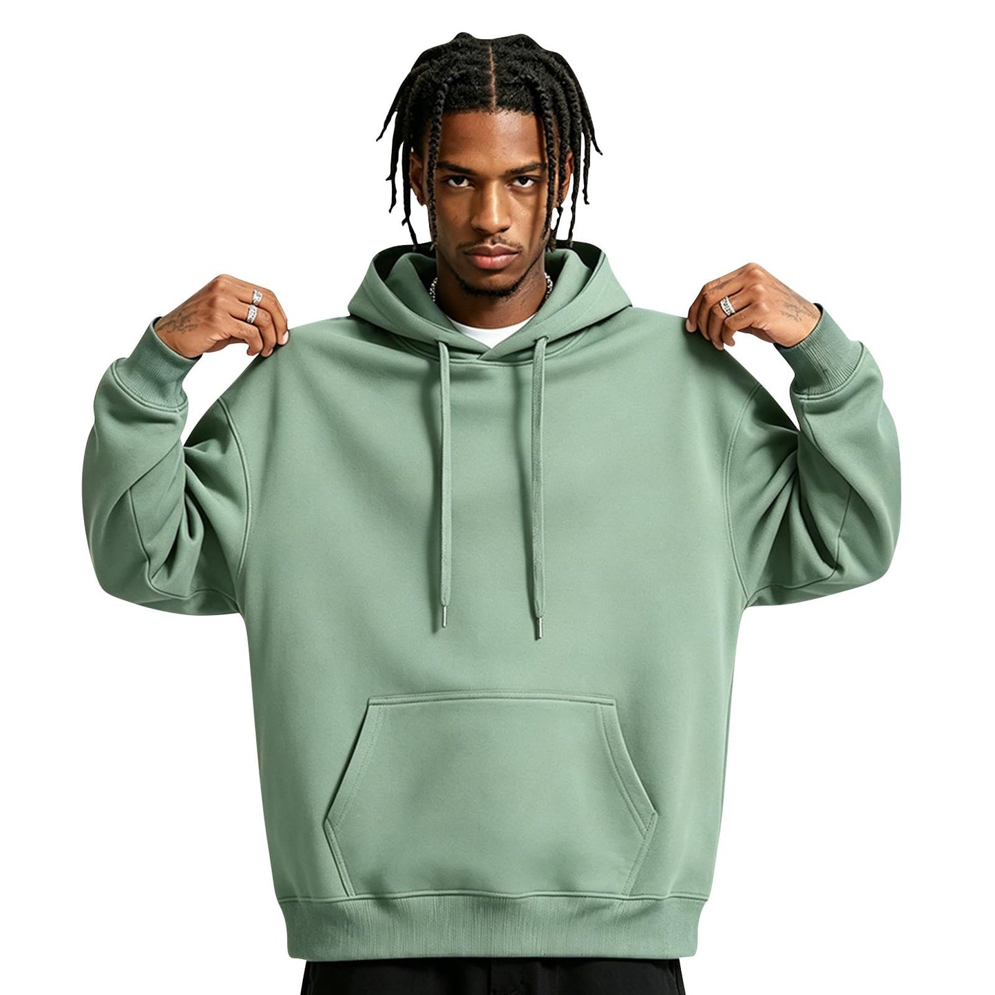 Men Hoodie Sweatshirt Pullover with Kangaroo Pocket Lightweight Casual Hooded Top Apparel for Spring Fall Wear