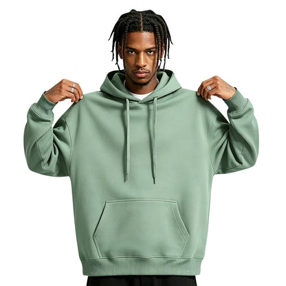 Men Hoodie Sweatshirt Pullover with Kangaroo Pocket Lightweight Casual Hooded Top Apparel for Spring Fall Wear