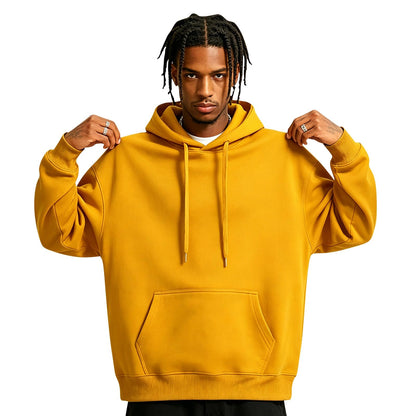 Men Hoodie Sweatshirt Pullover with Kangaroo Pocket Lightweight Casual Hooded Top Apparel for Spring Fall Wear
