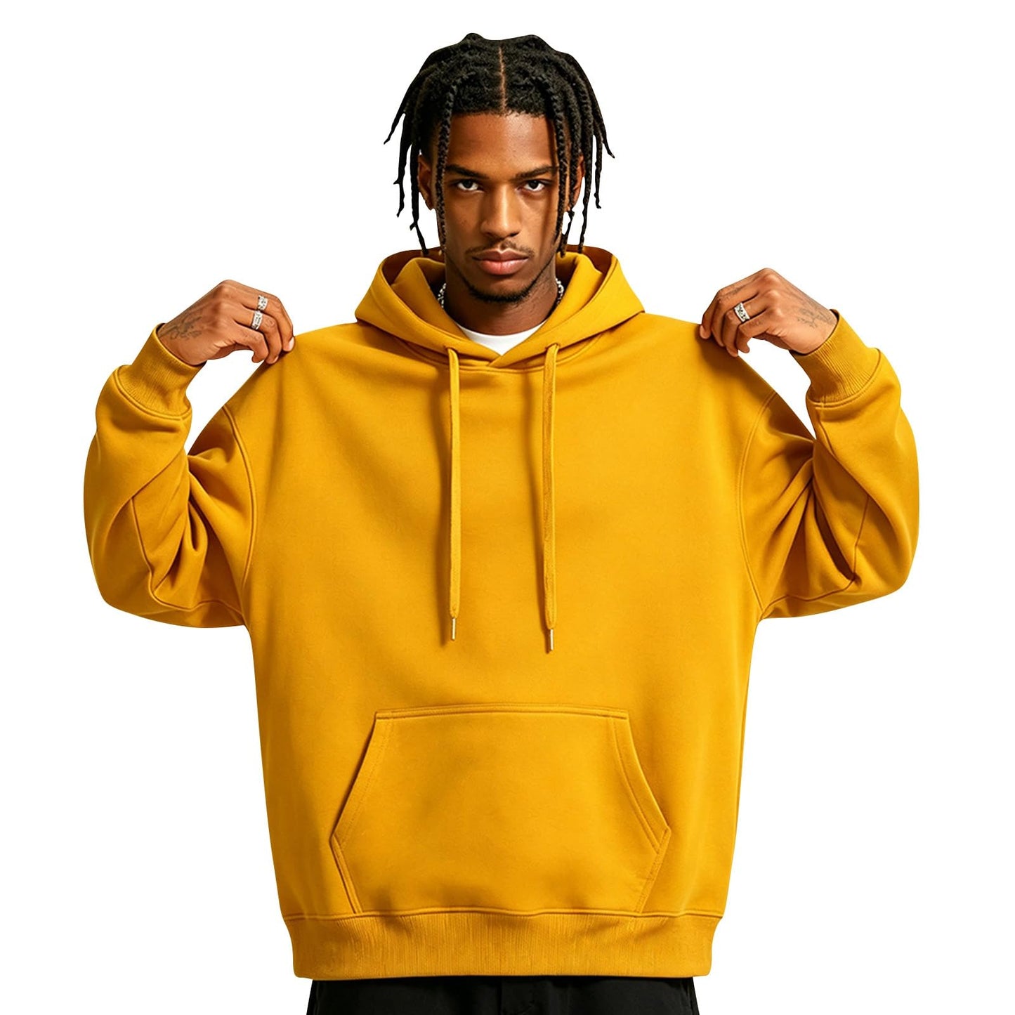Men Hoodie Sweatshirt Pullover with Kangaroo Pocket Lightweight Casual Hooded Top Apparel for Spring Fall Wear