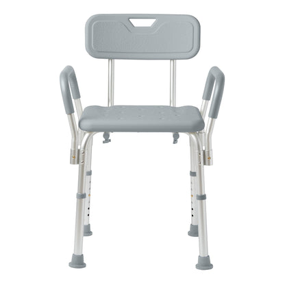 Medline Shower Chair Seat with Padded Armrests and Back | Heavy Duty Shower Chair for Bathtub | Slip Resistant Shower Seat with Adjustable Height | Shower Chair for Inside Shower with 350 lb Capacity