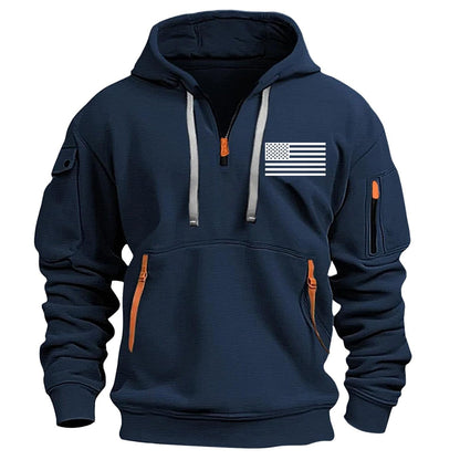 RTTUIOP Hoodies for Men Quarter Zip Pullover Tactical Sweatshirt Vintage Long Sleeve Casual Fashion Hoodie With Pockets