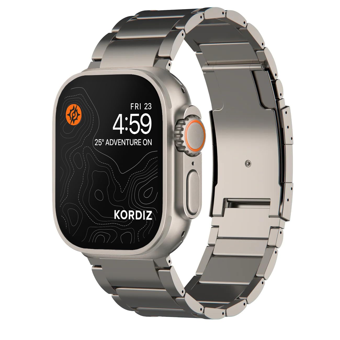 KORDIZ Titanium Watch Band T01 Max - Fits Apple Watch ULTRA 3 & ULTRA 2/1 (49mm) - Adjustable Titanium Apple Watch Band with Secure Clasp - Premium Color Matching Band (T01 Max | ULTRA Silver)