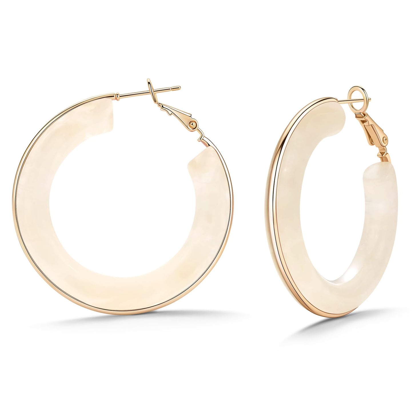 Chunky Gold Resin Hoop Earrings Leverback Statement Huggie Hoops Dangle Drop Dressy Earring Prom Festival Vacation Jewelry for Women