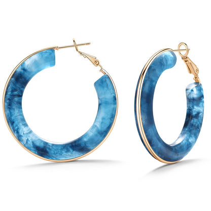 Chunky Gold Resin Hoop Earrings Leverback Statement Huggie Hoops Dangle Drop Dressy Earring Prom Festival Vacation Jewelry for Women