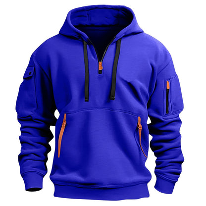 RTTUIOP Hoodies for Men Quarter Zip Pullover Tactical Sweatshirt Vintage Long Sleeve Casual Fashion Hoodie With Pockets