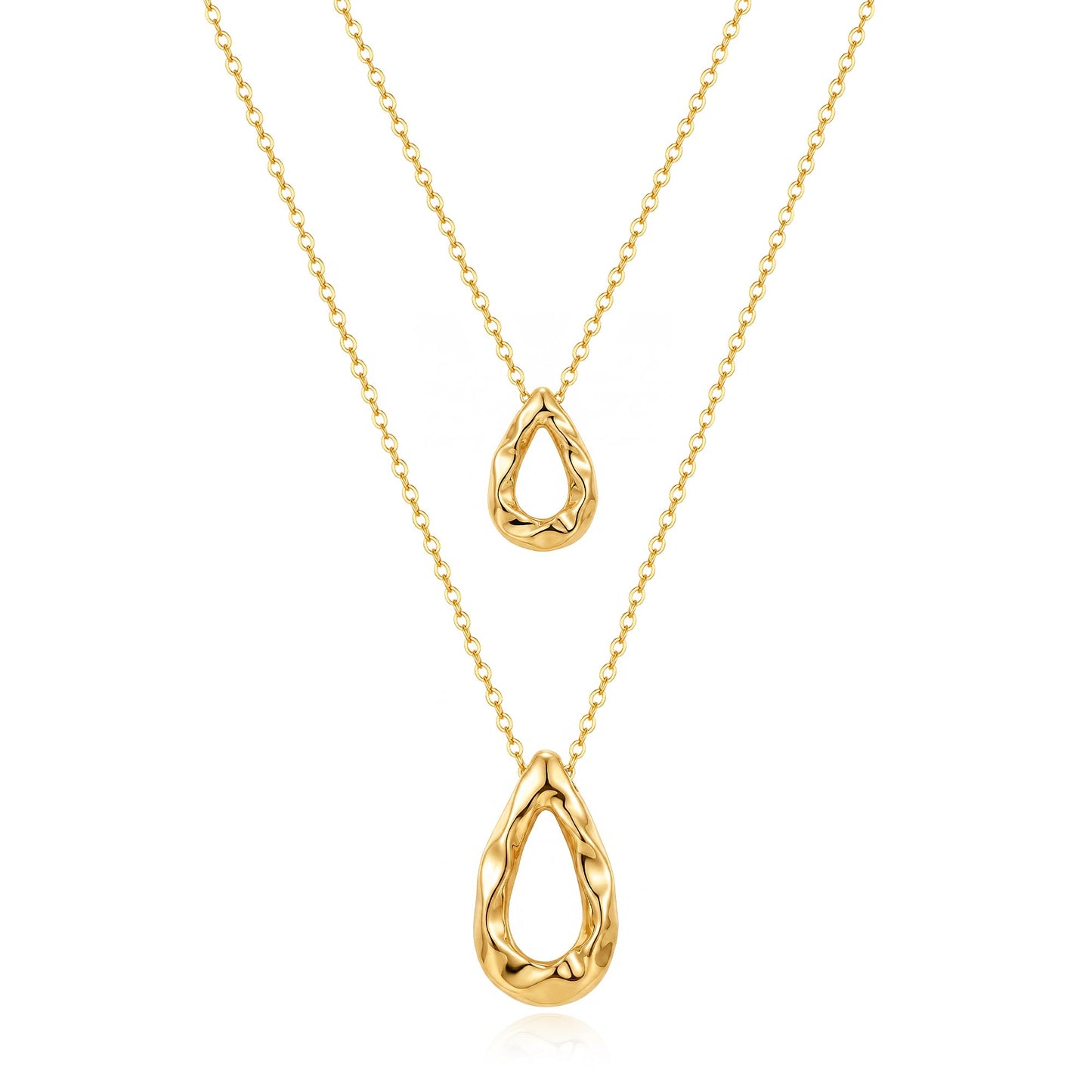 Dainty Gold Layered Necklaces for Women Chunky 14K Gold Plated Teardrop Pendant Necklace Trendy Simple Jewelry Gifts for Women