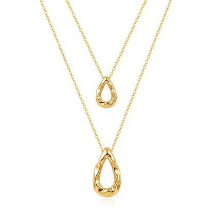 Dainty Gold Layered Necklaces for Women Chunky 14K Gold Plated Teardrop Pendant Necklace Trendy Simple Jewelry Gifts for Women