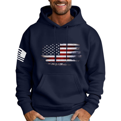 Ymosrh Mens Patriotic Hoodies USA Flag Print Hooded Sweatshirt Pullover Casual Fashion Hoodie, M-6XL
