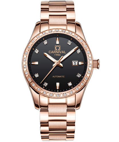 LOREO Women's Automatic Watch Diamond-Accented Dress Watch for Women Self-Winding Mechanical Watch with Sapphire Crystal Stainless Steel Two-Tone Bracelet 33MM Elegant Wrist Watch