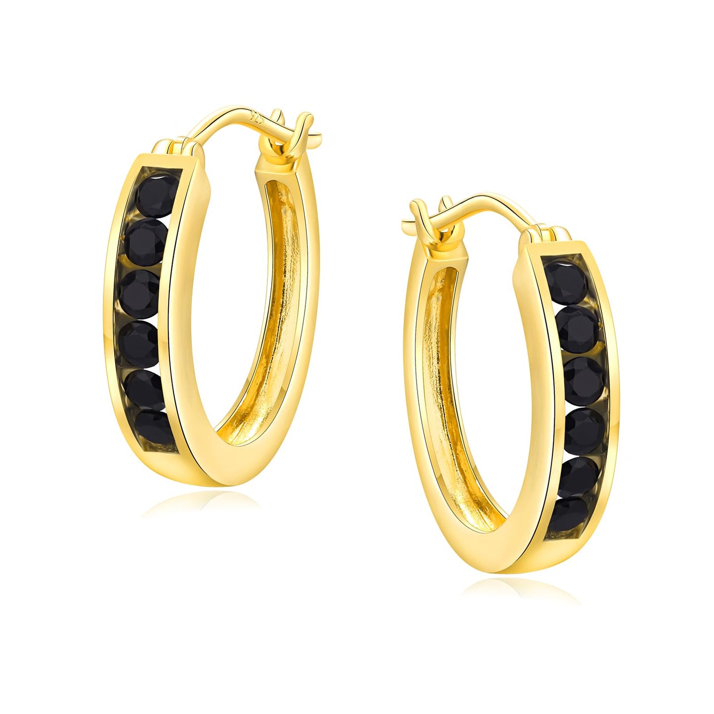 Channel Set Small Huggie Hoop Earrings Sterling Silver or 14K Gold Color,Lightweight Hypoallergenic CZ Diamond Chunky Hoop Earrings for Women