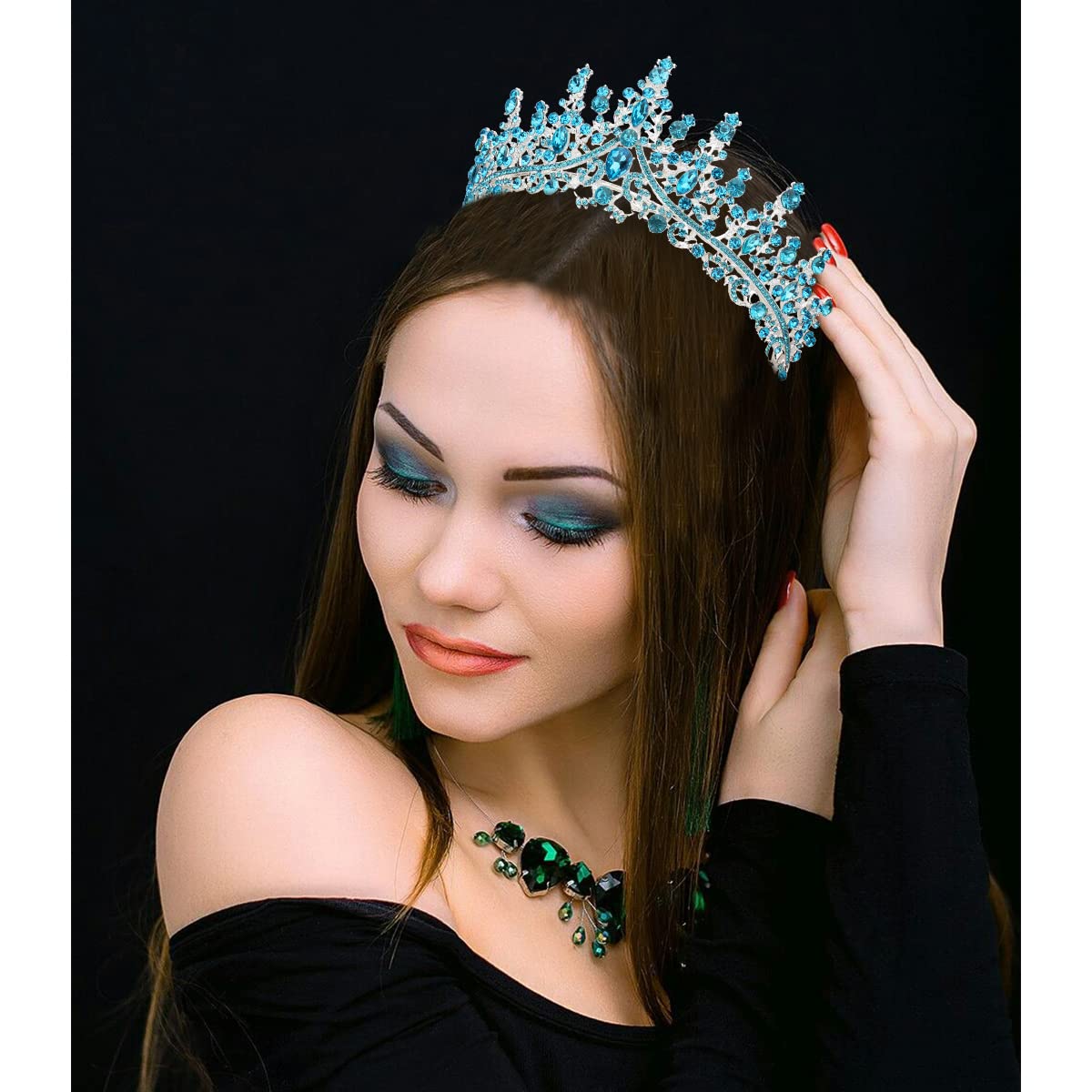 TOBATOBA Silver Wedding Crystal Tiaras and Crowns for Women, Bride Royal Queen Headband Princess Quinceanera Headpieces for Birthday Prom Pageant Party