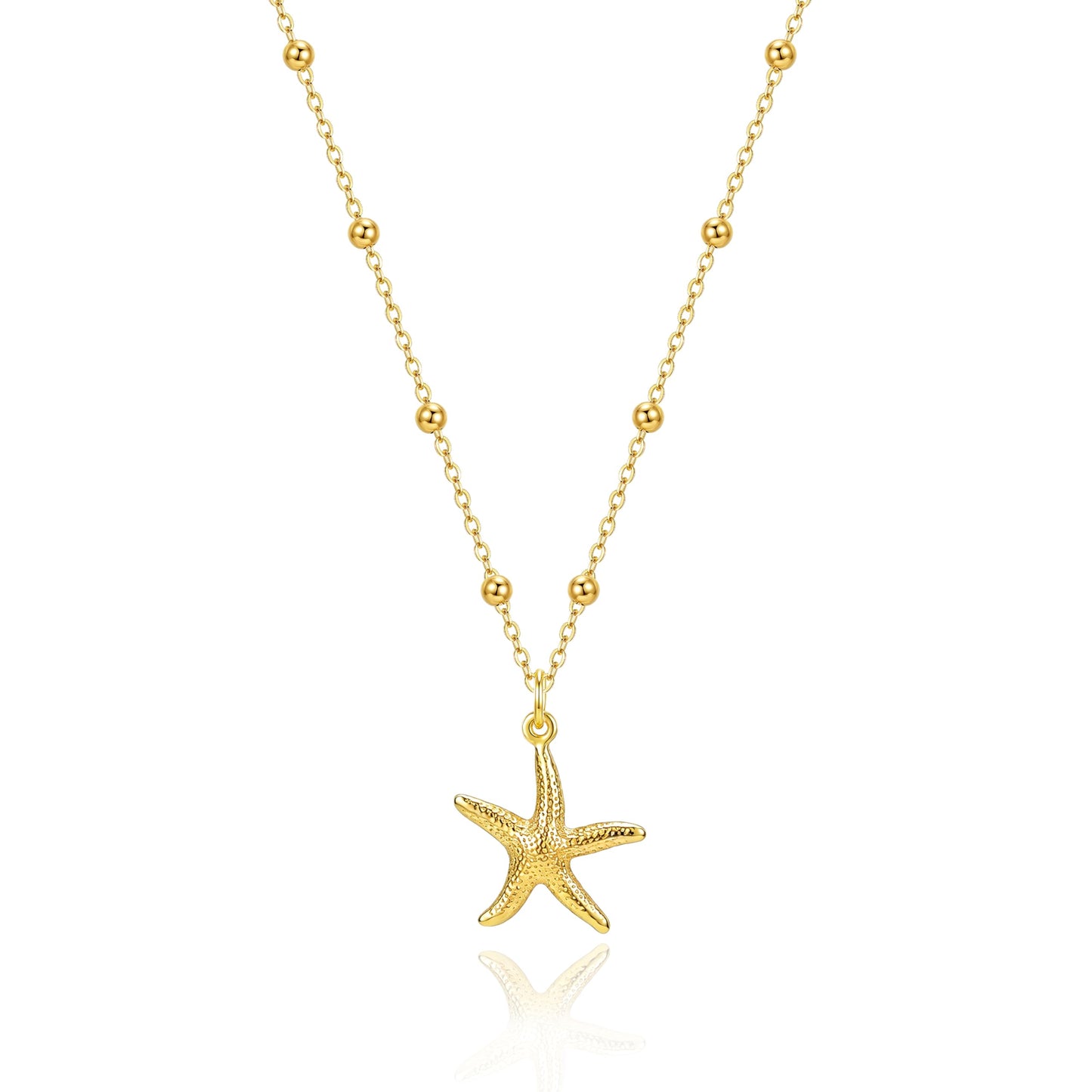 Zeffy Shell Necklace for Women,14K Gold Plated Layered Starfish Conch SeaShell Pearl Pendant Charm Necklace Stack Waterproof Dainty Beach Jewelry for Summer Vacation