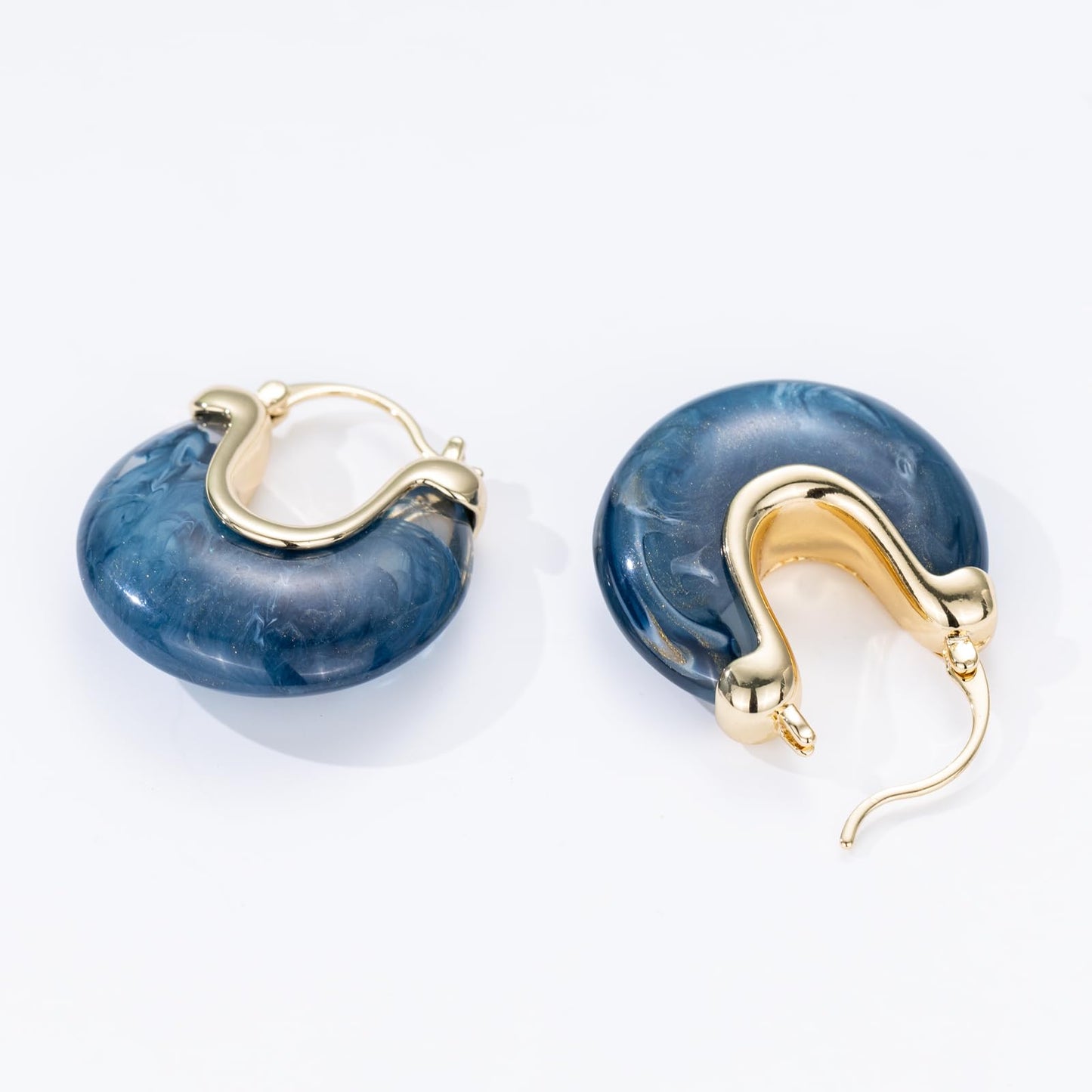 Chunky Gold Resin Hoop Earrings Leverback Statement Huggie Hoops Dangle Drop Dressy Earring Prom Festival Vacation Jewelry for Women