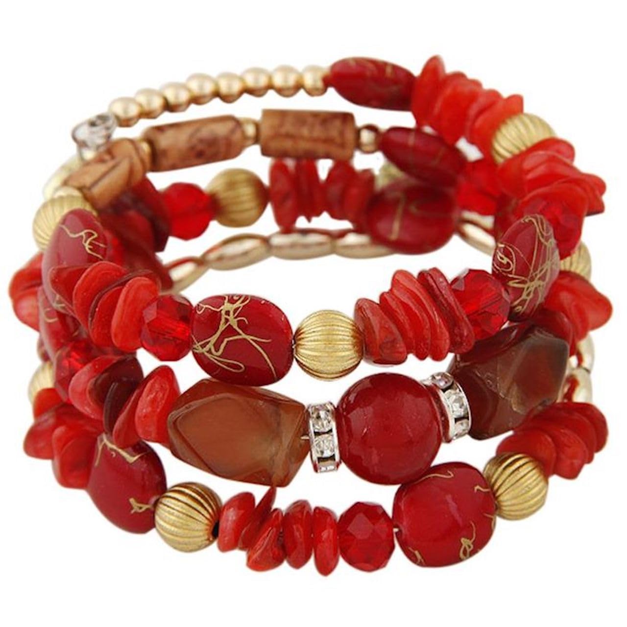 Women Beaded Bracelet Set | Colorful Boho Stackable Trendy Design with Crystal Accents Multilayer Bangle Bracelet | Fashion Stretch Braclets Jewelry for Women