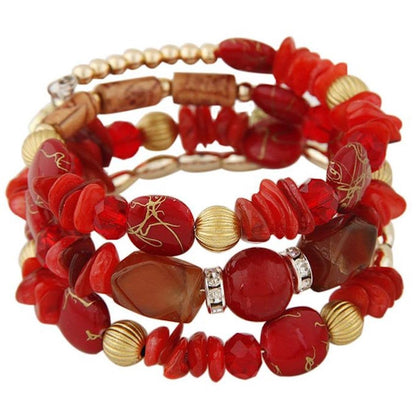Women Beaded Bracelet Set | Colorful Boho Stackable Trendy Design with Crystal Accents Multilayer Bangle Bracelet | Fashion Stretch Braclets Jewelry for Women