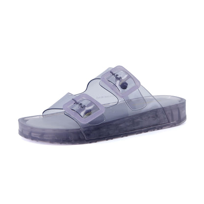 CUSHIONAIRE Pool Slides for Women Water Resistant Double Buckle Adjustable Slip-On Womens Sandals for Beach Shower Casual Wear