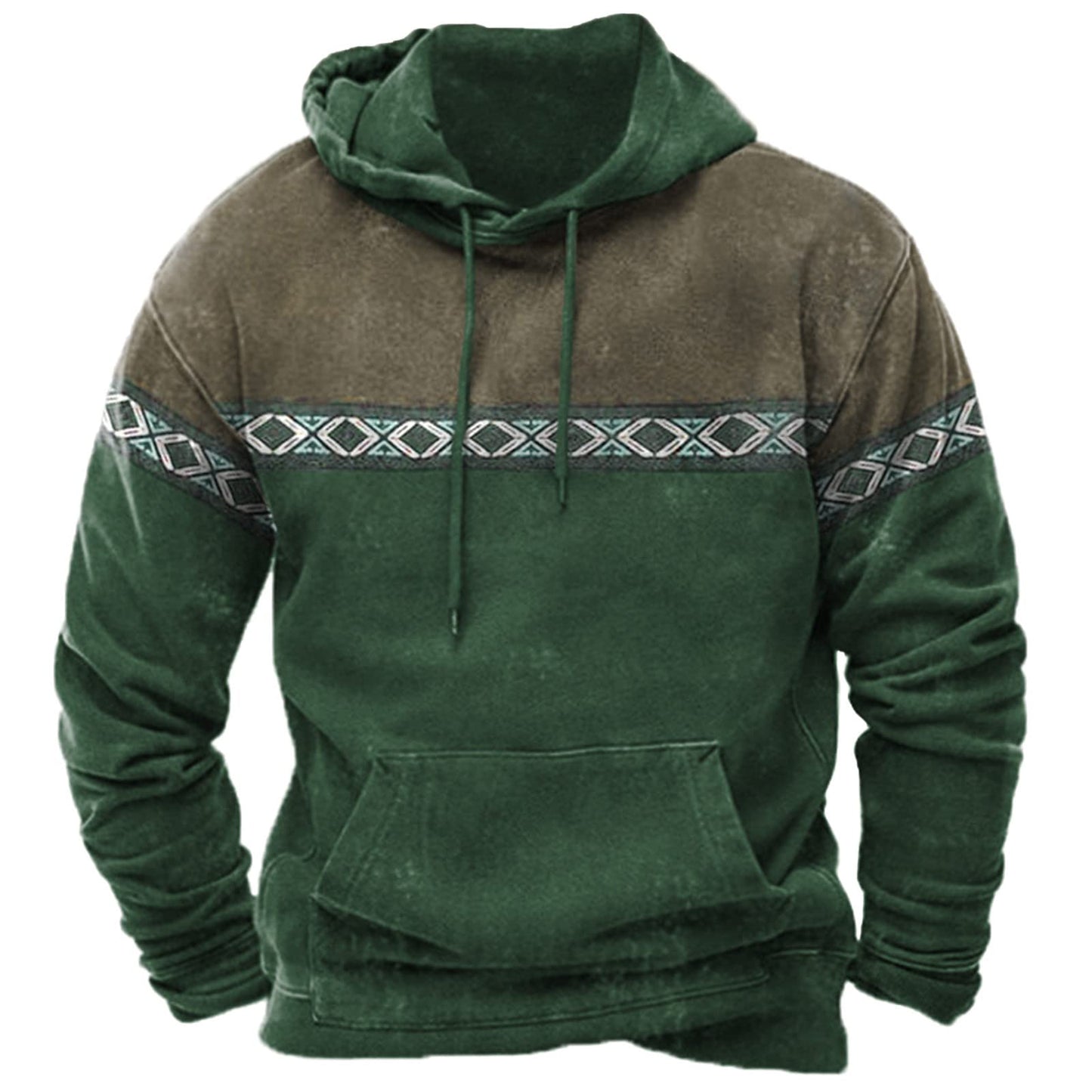 Men's Hooded Sweatshirt American Flag Print Long Sleeve Pullover Sweatshirt Vintage Tribal Aztec Graphic Hoodie Tops